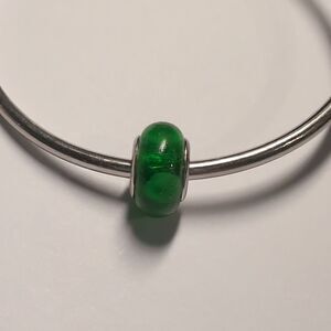 Silver Green with White Spots‎ Charm for Pandora Style Bracelet